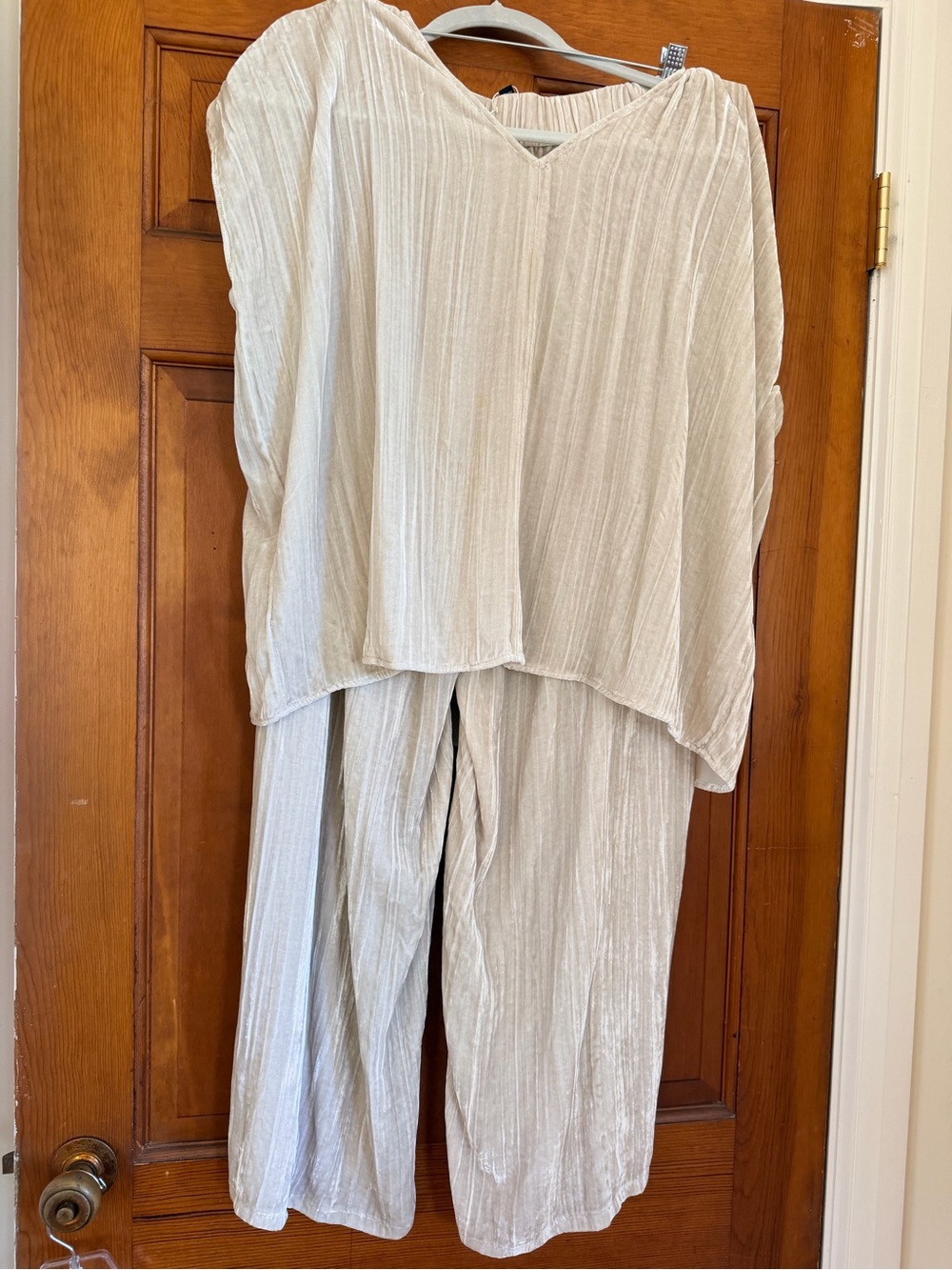Eileen Fisher Light Cream Wide-Leg Two-Piece Set